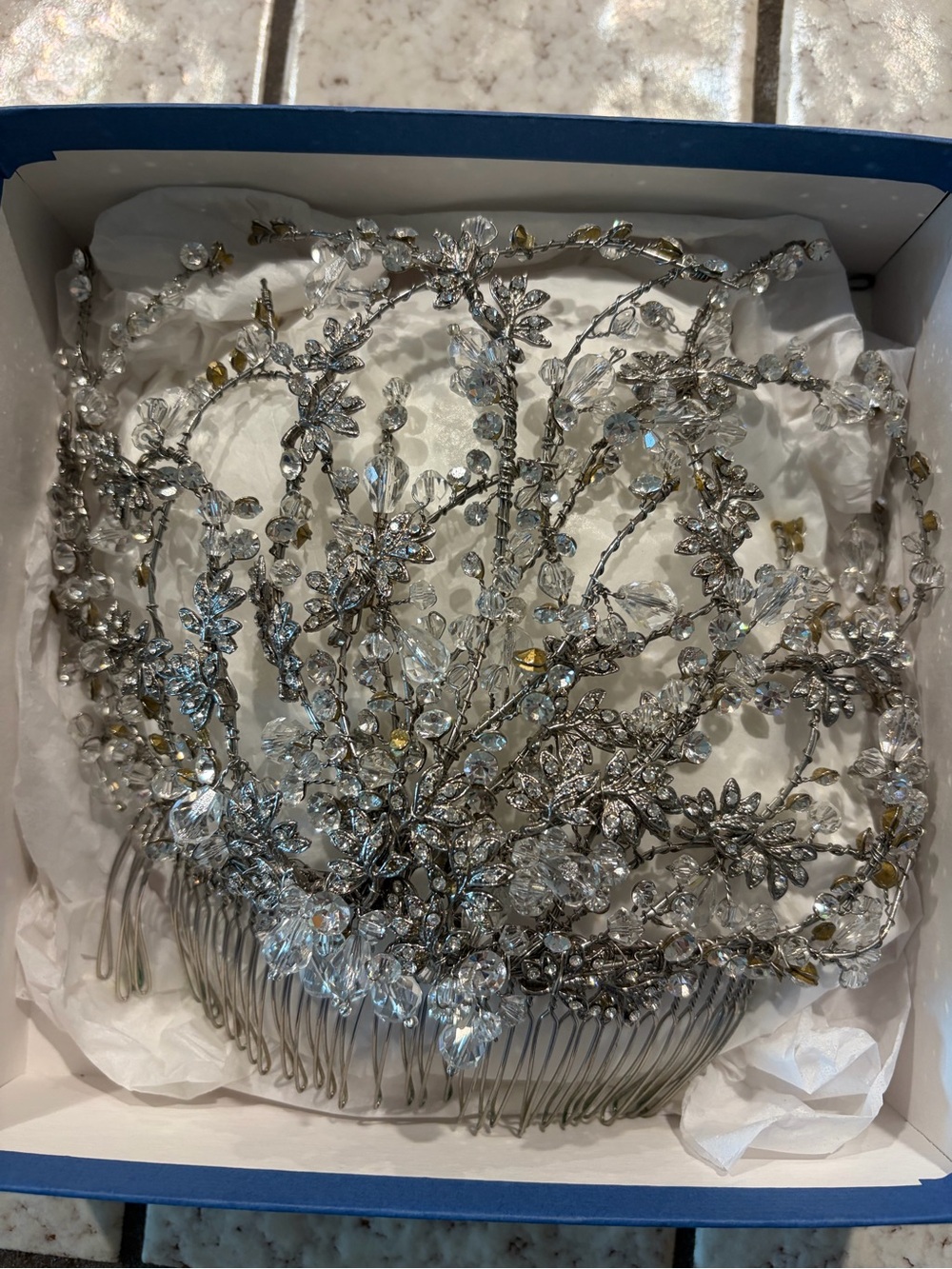 Bel Aire Bridal Crystal Floral Tiara Headpiece Crown – Wedding